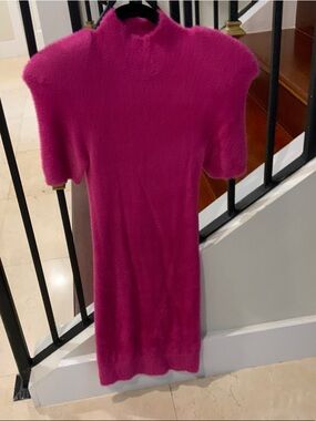 Fuchsia Short-Sleeve Knit Mini Dress